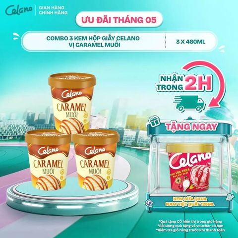  Combo 3 Kem Hộp Giấy CELANO vị Caramel Muối (3 x 460ml) - LIVE 