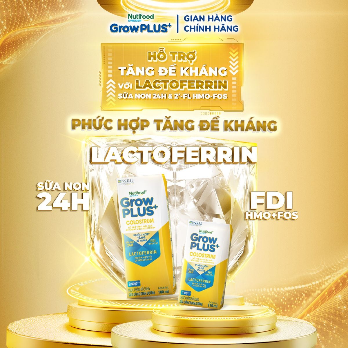  Thùng 24 x 180ml sữa Uống Dinh Dưỡng Nutifood GrowPLUS+ Colostrum Lactoferrin 