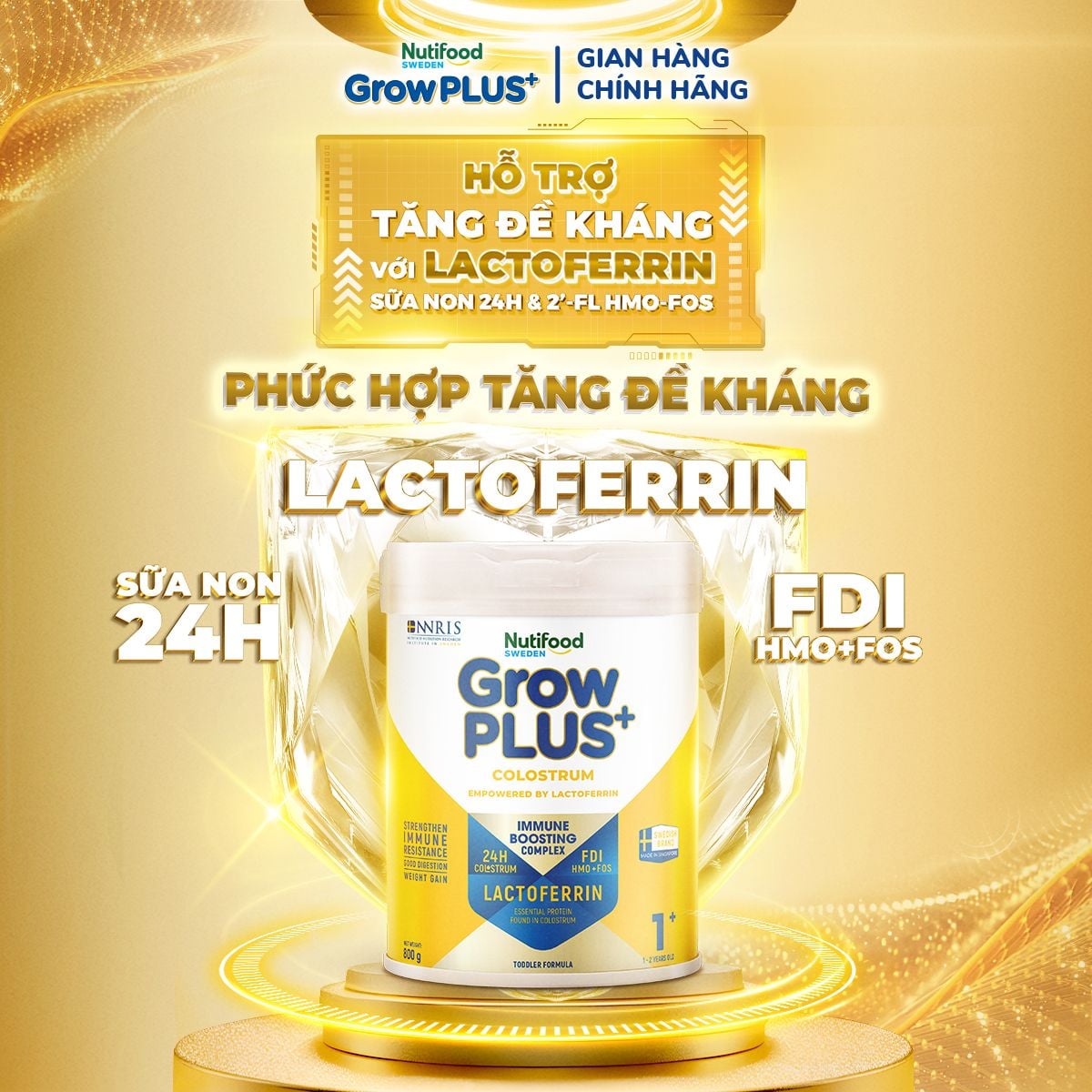  Sữa Bột Nutifood GrowPLUS+ Colostrum Lactoferrin 1+ 800g 