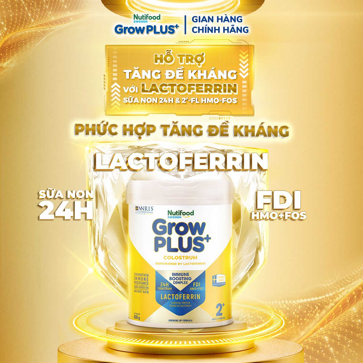  Sữa Bột Nutifood GrowPLUS+ Colostrum Lactoferrin 2+ 800g 
