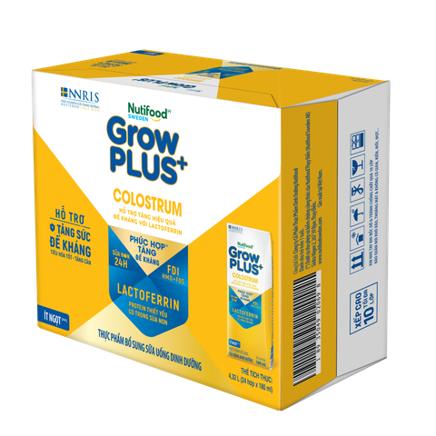  Sữa bột pha sẵn Nutifood GrowPLUS+ Lactoferrin 180ml thùng 24 hộp 