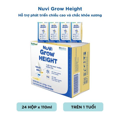  Thùng 24 hộp Sữa bột pha sẵn Nuvi Grow Height Vị Chuối hộp 110ml 
