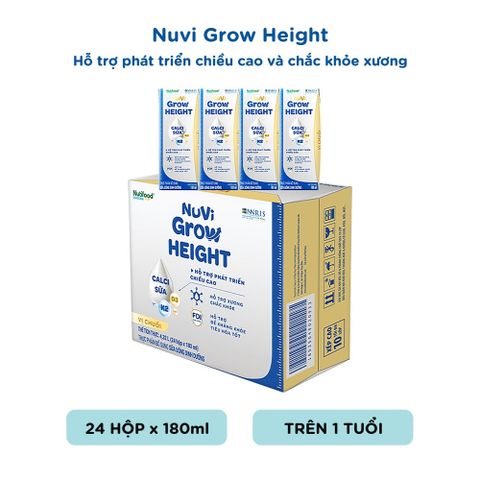  Thùng 24 hộp Sữa bột pha sẵn Nuvi Grow Height Vị Chuối hộp 180ml 