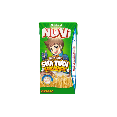  NuVi Sữa Tươi Lúa Mạch Vị Cacao - Hộp 110ml 