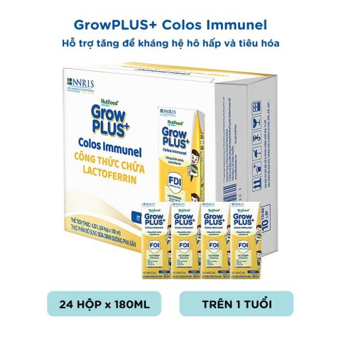  Sữa bột pha sẵn Nutifood GrowPLUS+ Colos Immunel trên 1 tuổi 180ml thùng 24 hộp - LIVE GP+ 