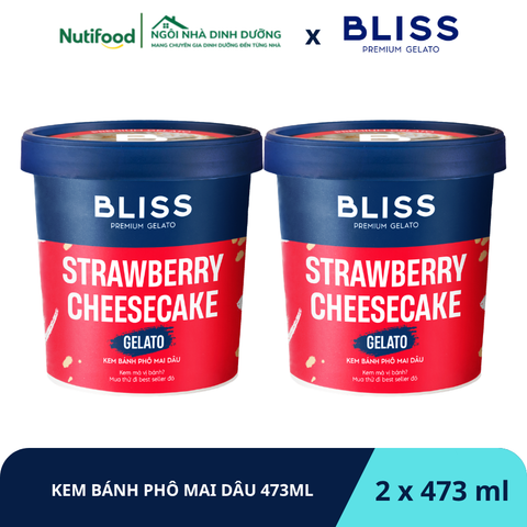  KEM BÁNH PHÔ MAI DÂU 473ML BLISS PREMIUM GELATO - LIVE 