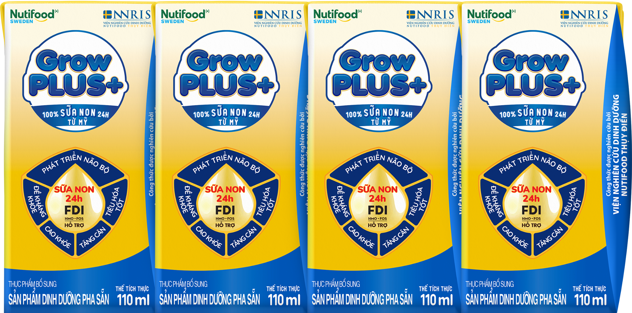  Sữa bột pha sẵn Nutifood GrowPLUS+ Sữa Non 2+ 110ml thùng 48 hộp 