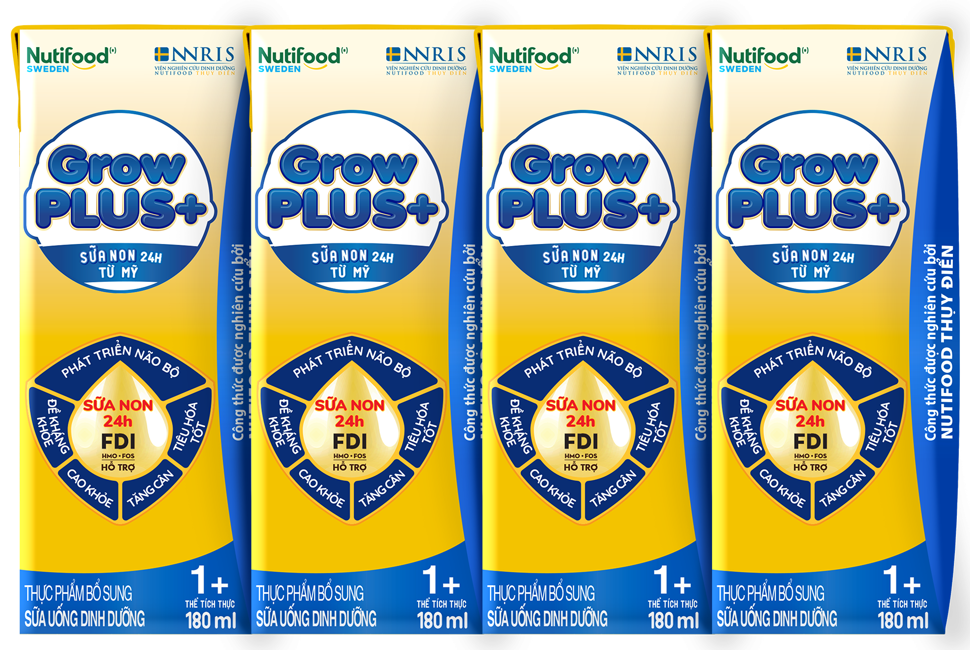  Sữa bột pha sẵn Nutifood GrowPLUS+ Sữa Non 1+ 180ml thùng 48 hộp 