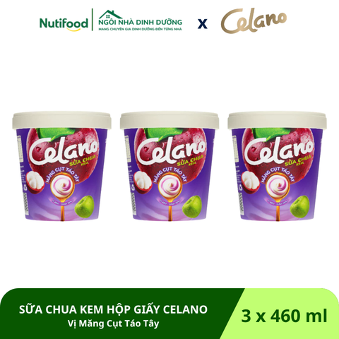  Combo 3 Sữa Chua Kem Hộp Giấy CELANO vị Măng Cụt Táo Tây (3 x 460ml) 