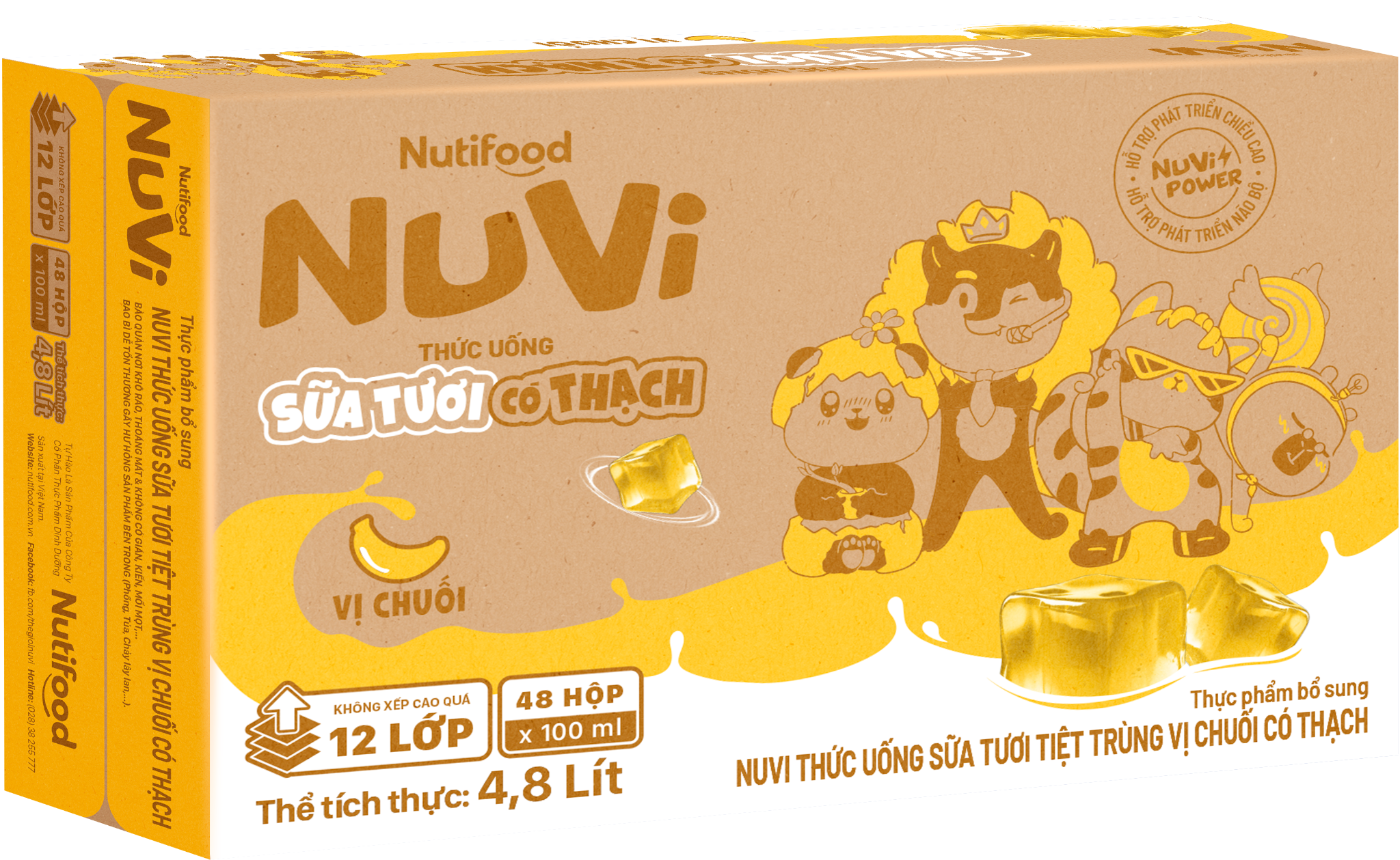  NuVi Thức Uống Sữa Tươi Tiệt Trùng Vị Chuối Có Thạch 100 ml 