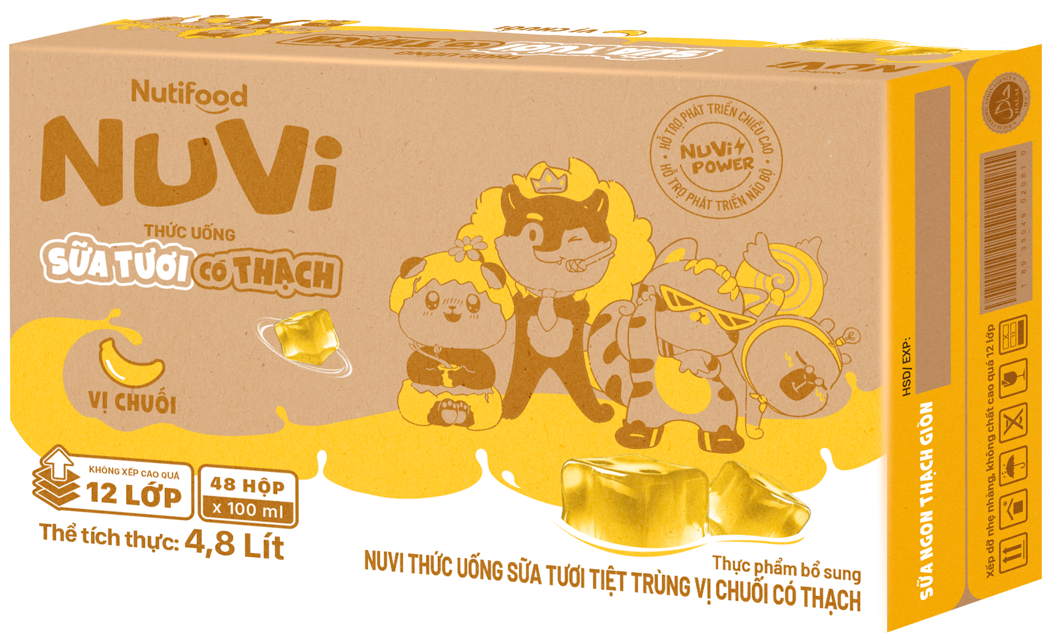  NuVi Thức Uống Sữa Tươi Tiệt Trùng Vị Chuối Có Thạch 100 ml 