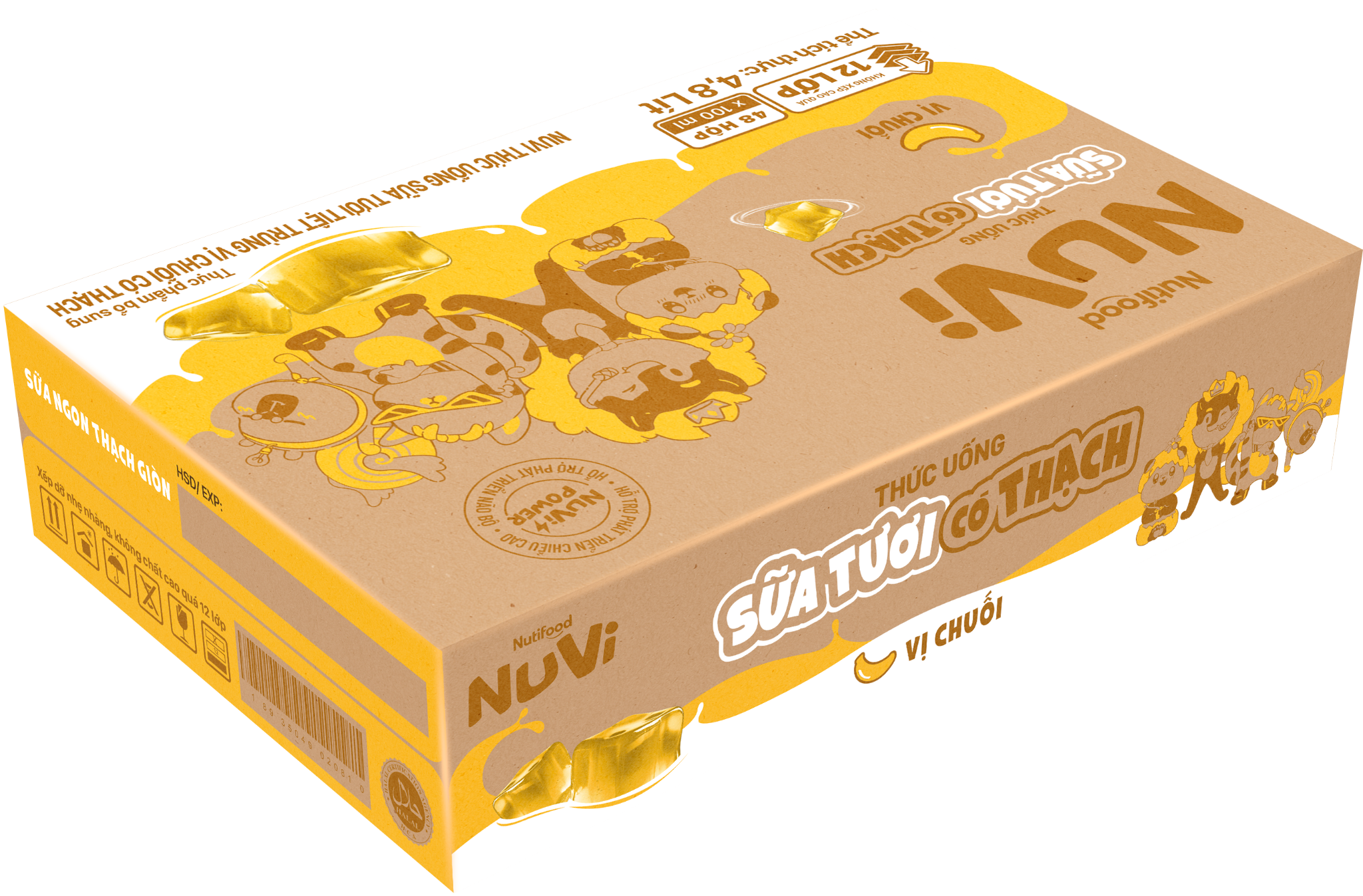  NuVi Thức Uống Sữa Tươi Tiệt Trùng Vị Chuối Có Thạch 100 ml 