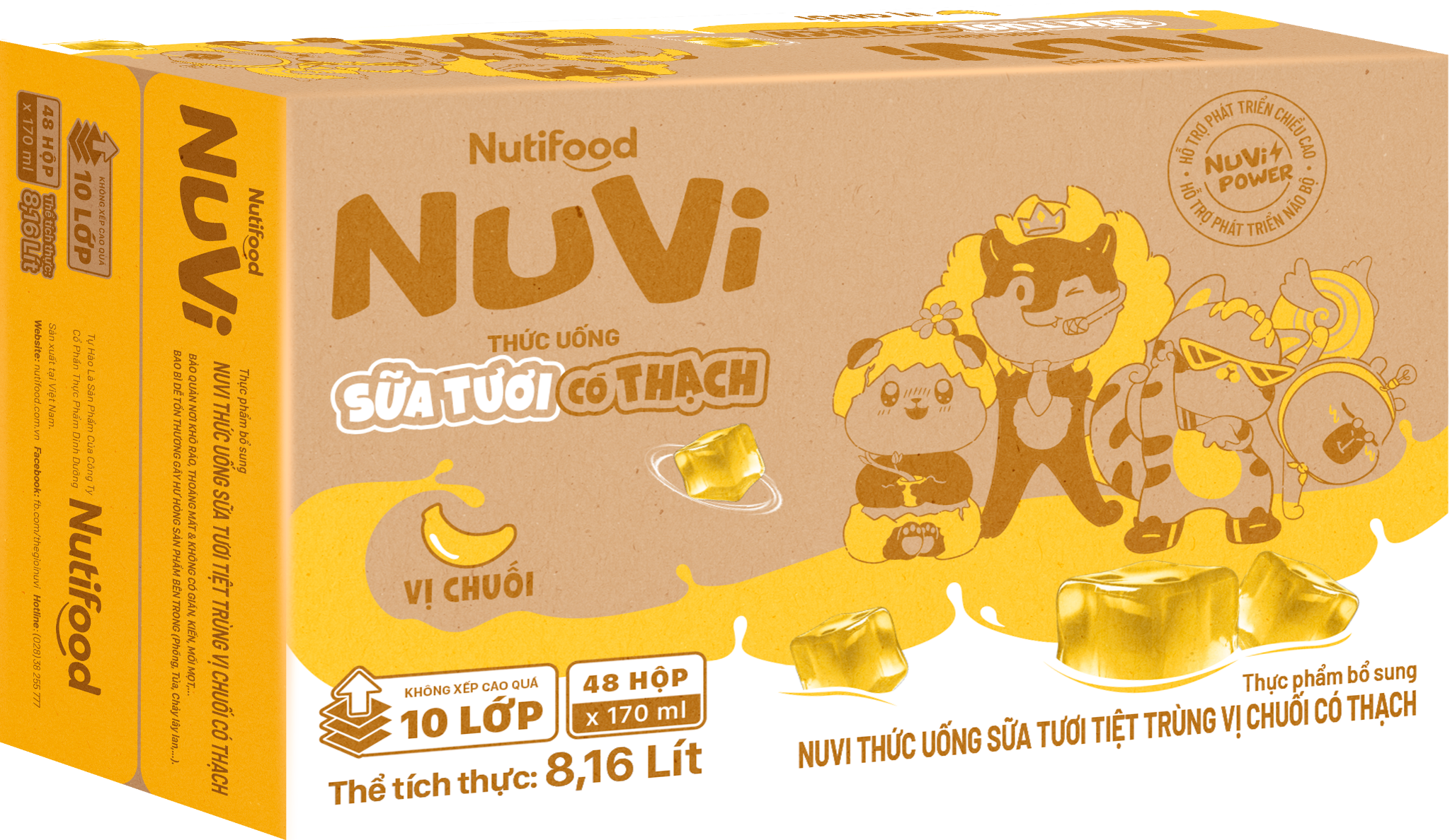  NuVi Thức Uống Sữa Tươi Tiệt Trùng Vị Chuối Có Thạch 170 ml 