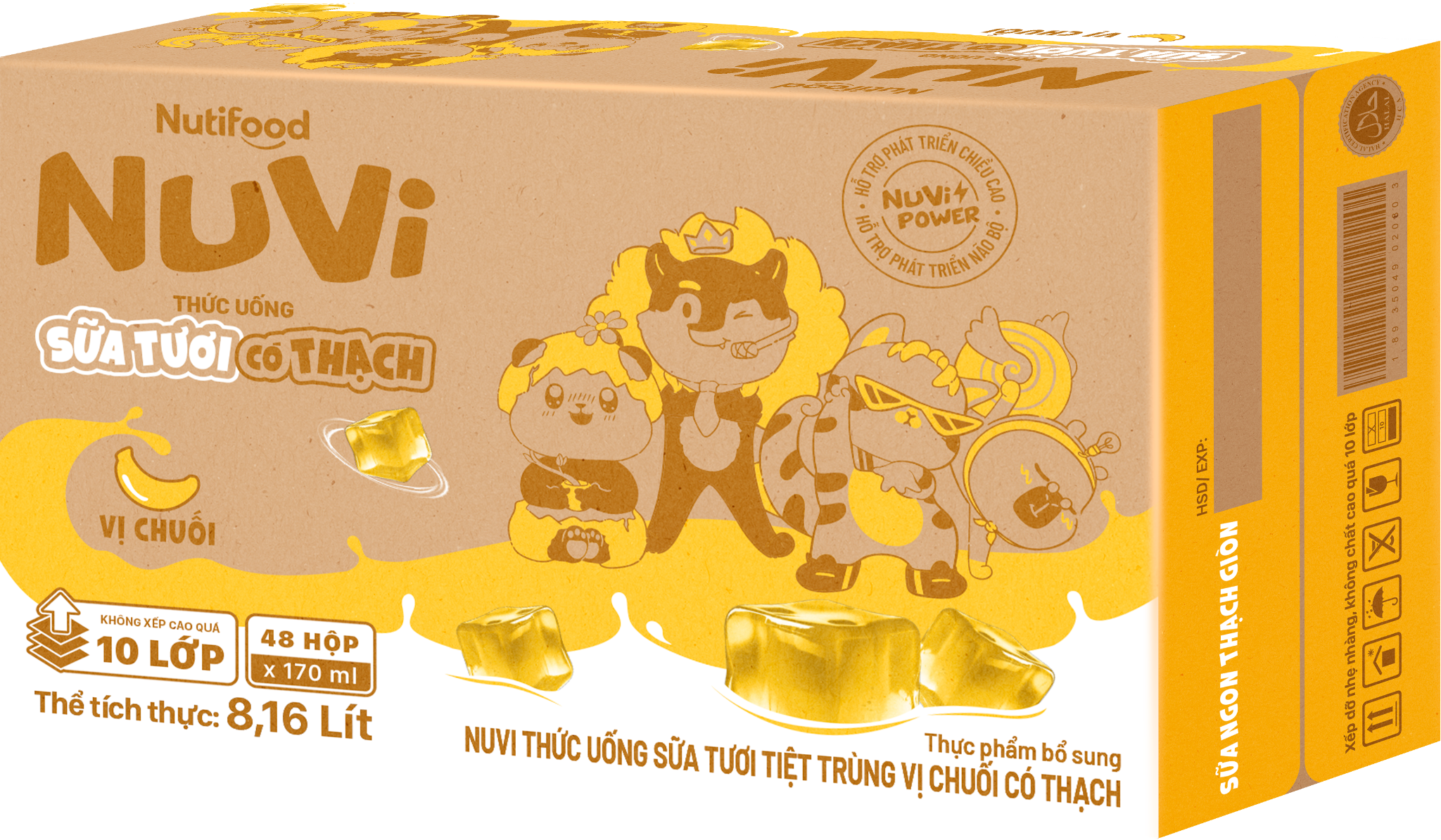  NuVi Thức Uống Sữa Tươi Tiệt Trùng Vị Chuối Có Thạch 170 ml 