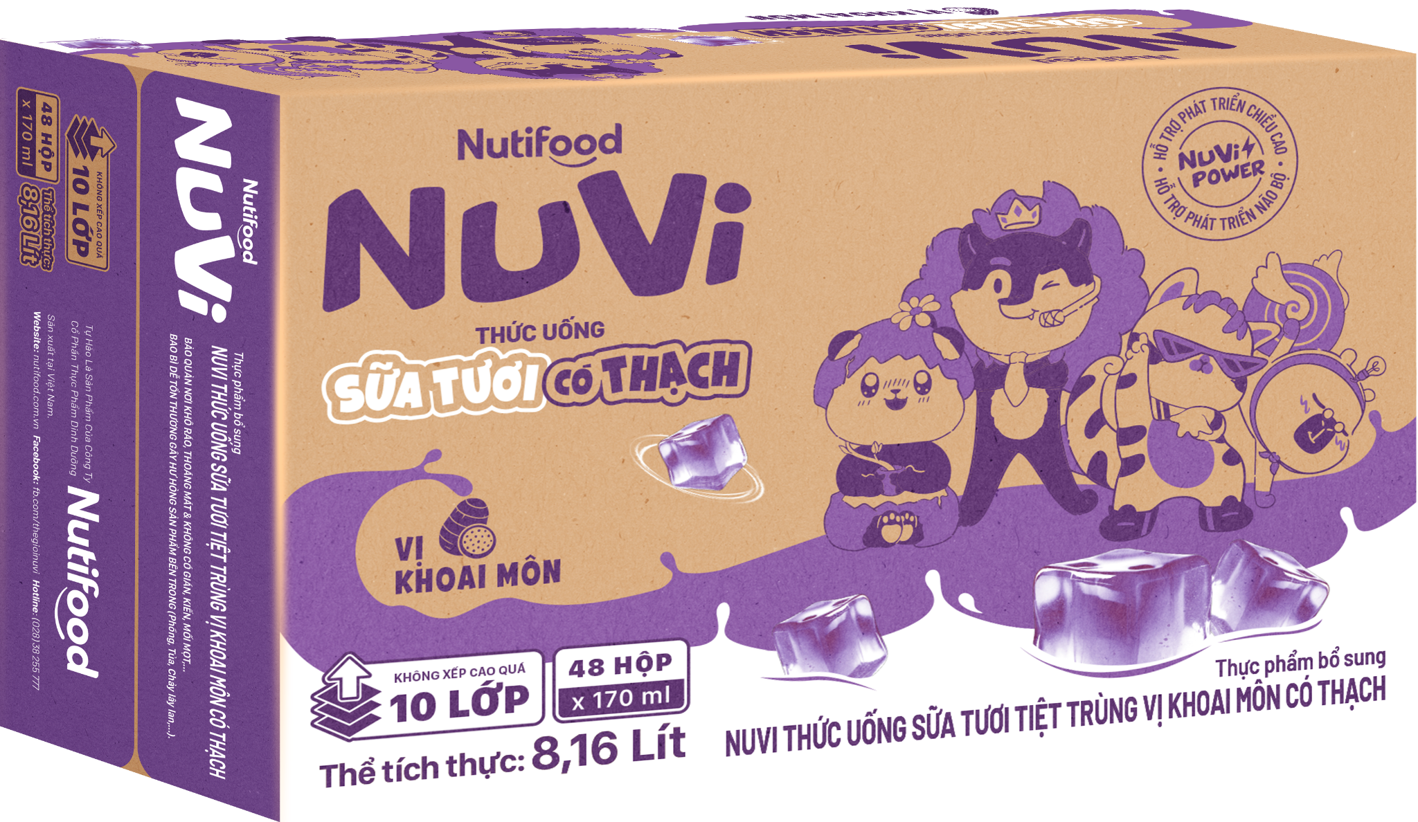  NuVi Thức Uống Sữa Tươi Tiệt Trùng Vị Khoai Môn Có Thạch 170 ml 