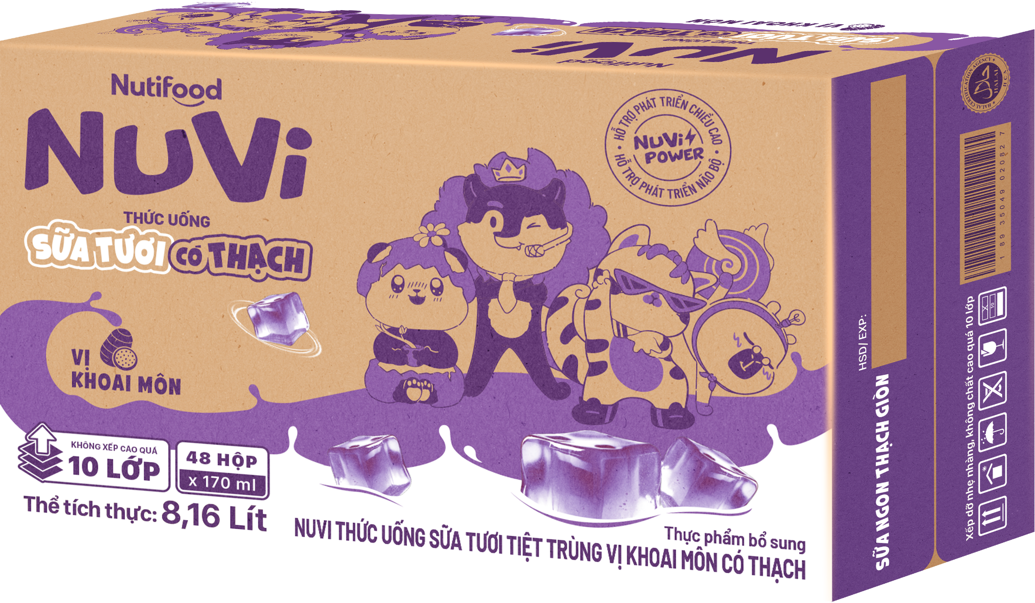  NuVi Thức Uống Sữa Tươi Tiệt Trùng Vị Khoai Môn Có Thạch 170 ml 