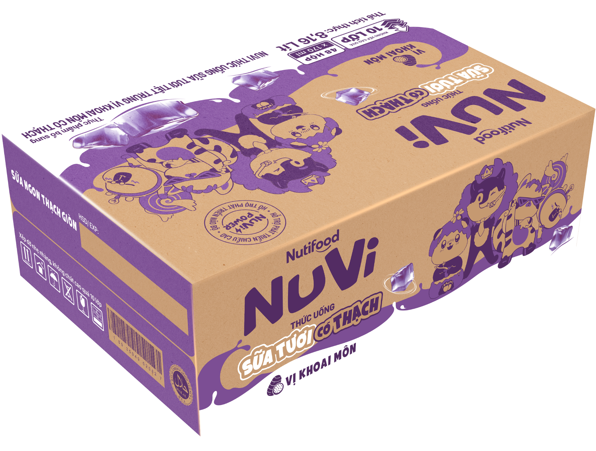  NuVi Thức Uống Sữa Tươi Tiệt Trùng Vị Khoai Môn Có Thạch 170 ml 
