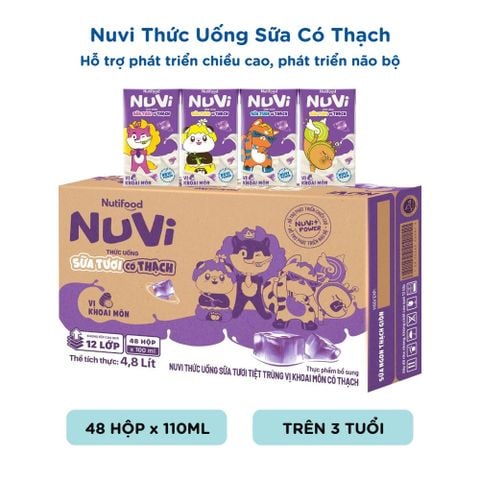  NuVi Thức Uống Sữa Tươi Tiệt Trùng Vị Khoai Môn Có Thạch 100 ml 