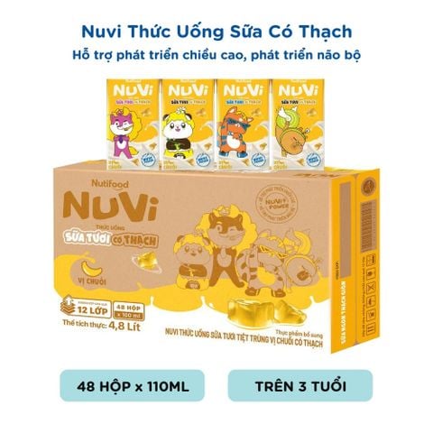  NuVi Thức Uống Sữa Tươi Tiệt Trùng Vị Chuối Có Thạch 100 ml 