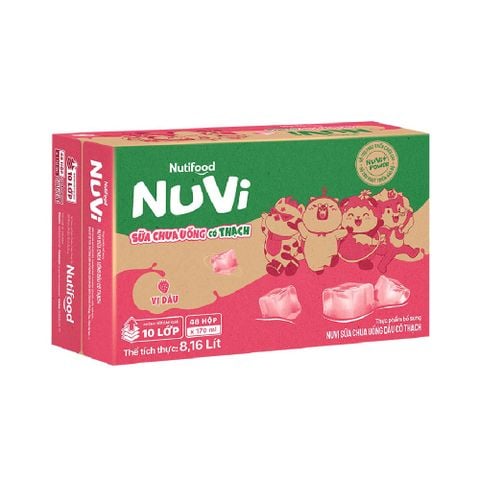  NuVi Sữa Chua Uống Dâu Có Thạch Hộp 170 ml 