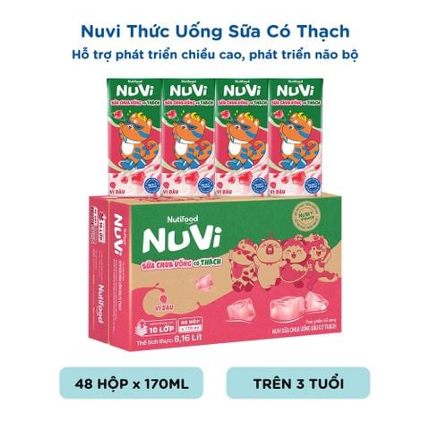  NuVi Sữa Chua Uống Dâu Có Thạch Hộp 170 ml 