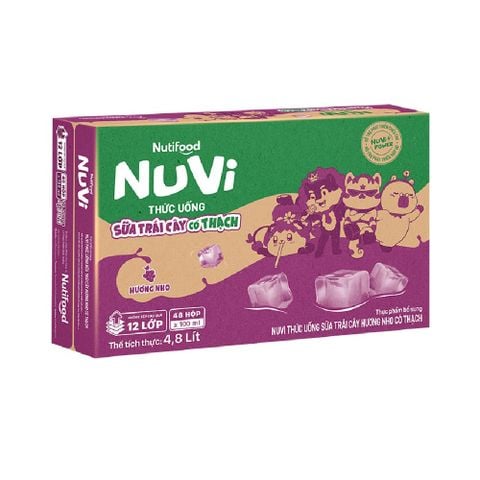  NuVi Thức Uống Sữa Trái Cây Hương Nho Có Thạch 100 ml 