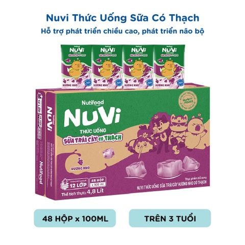  NuVi Thức Uống Sữa Trái Cây Hương Nho Có Thạch 100 ml 