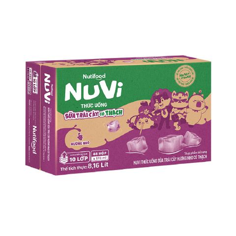  NuVi Thức Uống Sữa Trái Cây Hương Nho Có Thạch 170 ml 
