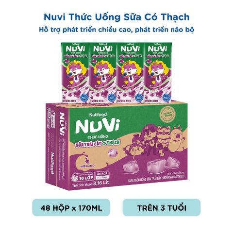  NuVi Thức Uống Sữa Trái Cây Hương Nho Có Thạch 170 ml 