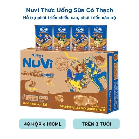  NuVi Thức Uống Sữa Lúa Mạch Cacao Có Thạch Hộp 100 ml 