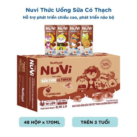  NuVi Thức Uống Sữa Tươi Tiệt Trùng Vị Đường Đen Có Thạch 170 ml 