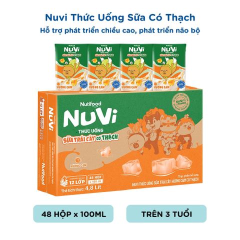  NuVi Thức Uống Sữa Trái Cây Hương Cam Có Thạch Hộp 100 ml 