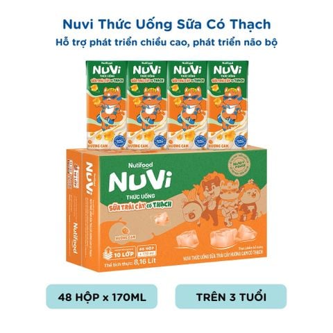  NuVi Thức Uống Sữa Trái Cây Hương Cam Có Thạch Hộp 170 ml 