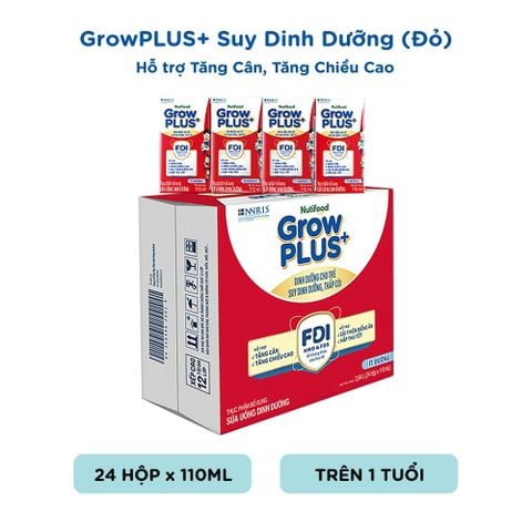  Sữa Bột Pha Sẵn Ít Đường 1+ Nutifood GrowPLUS+ Suy Dinh Dưỡng 110ml thùng 48 hộp - LIVE GP+ 
