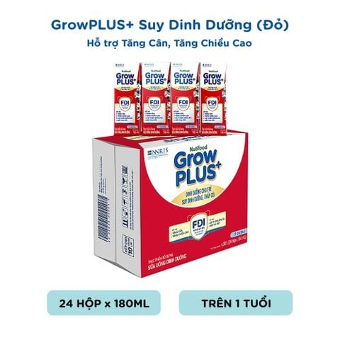  Sữa Bột Pha Sẵn Ít Đường 1+ Nutifood GrowPLUS+ Suy Dinh Dưỡng 180ml thùng 48 hộp - LIVE GP+ 