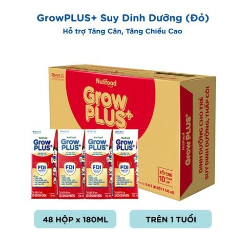  Sữa Bột Pha Sẵn 1+ Nutifood GrowPLUS+ Suy Dinh Dưỡng 180ml thùng 48 hộp - LIVE GP+ 