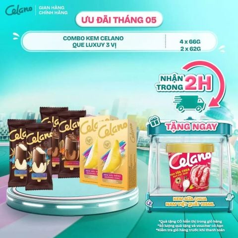  Combo kem CELANO QUE LUXURY 3 vị: Socola, Vani socola, Sầu riêng 