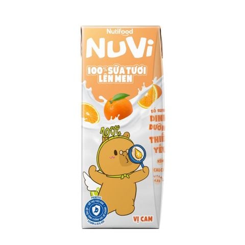  NuVi 100% Sữa Tươi Lên Men Vị Cam x hộp 170ml 
