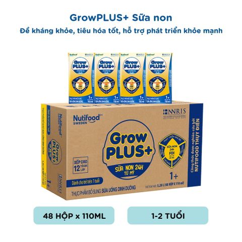  Thùng 48 hộp Sữa bột pha sẵn Nutifood GrowPLUS+ Sữa Non Tăng Đề Kháng 1+ hộp 110ml 