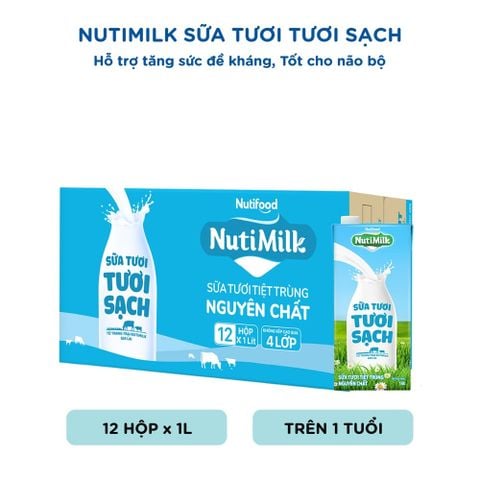  Hộp NutiMilk Sữa Tươi Tươi Sạch Nguyên chất Hộp 1L 