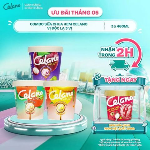  Combo sữa chua kem CELANO VỊ ĐỘC LẠ 3 vị: Măng cụt táo tây, Hồng treo gió, Thanh yên quế hoa - LIVE 