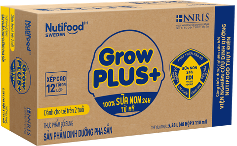  Sữa bột pha sẵn Nutifood GrowPLUS+ Sữa Non 2+ 110ml thùng 48 hộp 