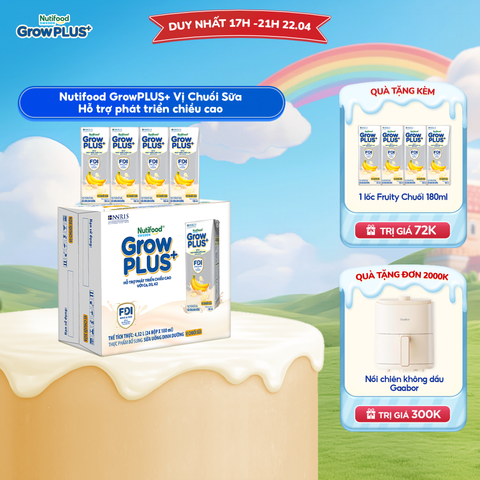  Thùng 24 hộp sữa uống dinh dưỡng GrowPLUS+ Vị Chuối Sữa Hộp 180ml - LIVE GP+ 2204 