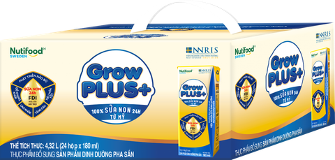  Thùng 48 hộp x 180ml Sữa bột pha sẵn Nutifood GrowPLUS+ Sữa Non Tăng Đề Kháng 2+ 