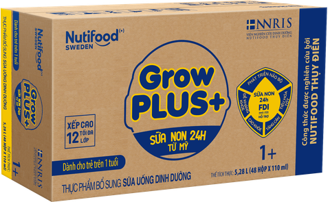  Thùng 48 hộp Sữa bột pha sẵn Nutifood GrowPLUS+ Sữa Non Tăng Đề Kháng 1+ hộp 110ml 