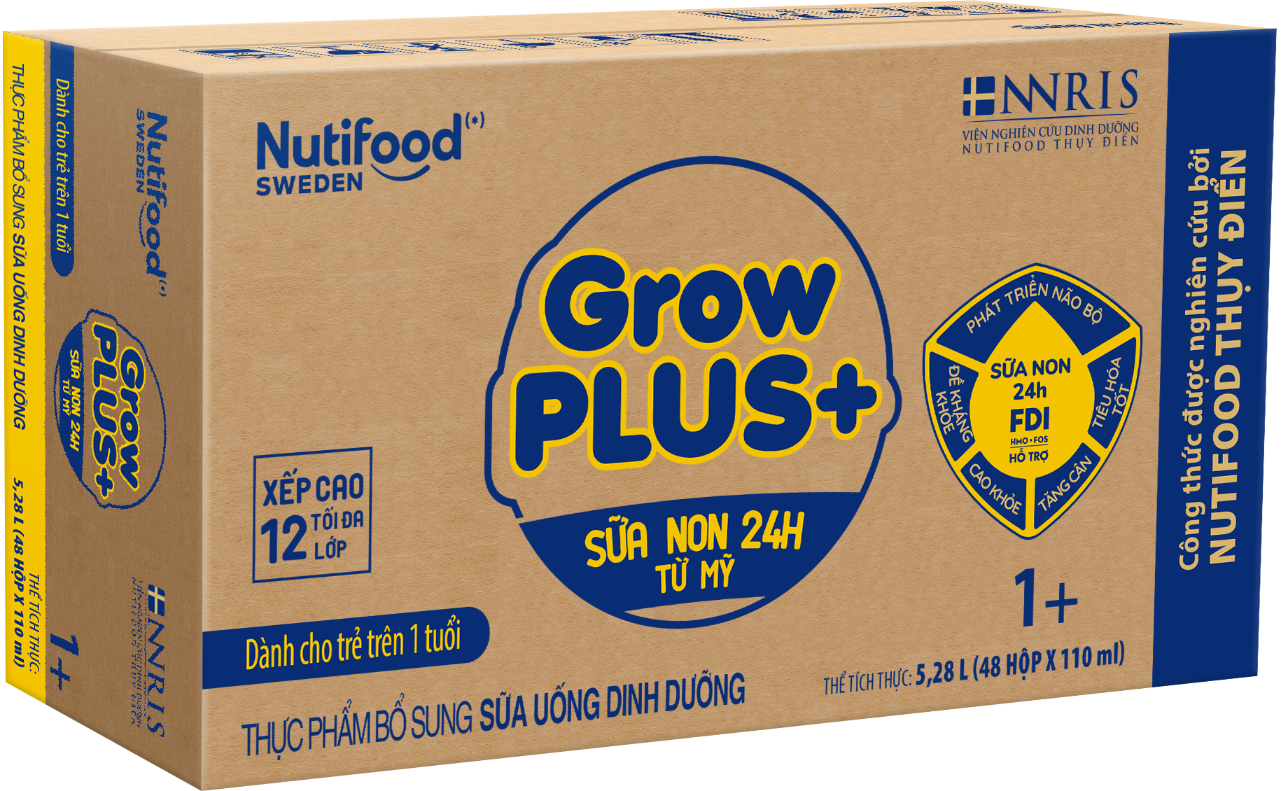  Thùng 48 hộp Sữa bột pha sẵn Nutifood GrowPLUS+ Sữa Non Tăng Đề Kháng 1+ hộp 110ml 
