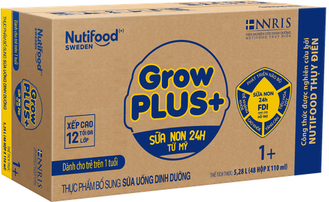  Sữa bột pha sẵn Nutifood GrowPLUS+ Sữa Non 1+ 110ml thùng 48 hộp 