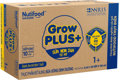  Thùng 48 hộp Sữa bột pha sẵn Nutifood GrowPLUS+ Sữa Non Tăng Đề Kháng 1+ hộp 180ml 