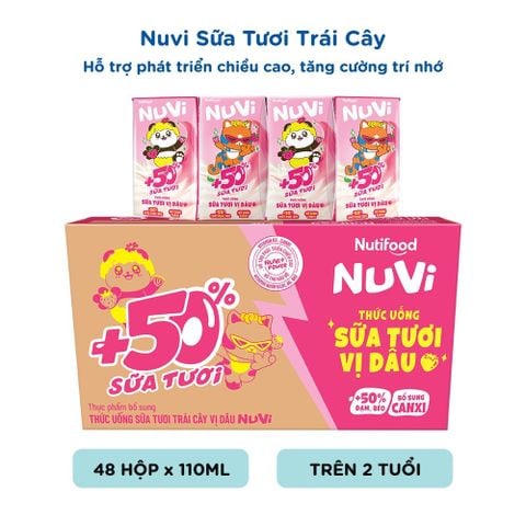  NuVi Thức Uống Sữa Tươi Trái Cây Vị Dâu 110ml 
