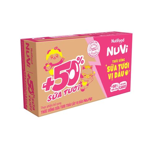  NuVi Thức Uống Sữa Tươi Trái Cây Vị Dâu 110ml 